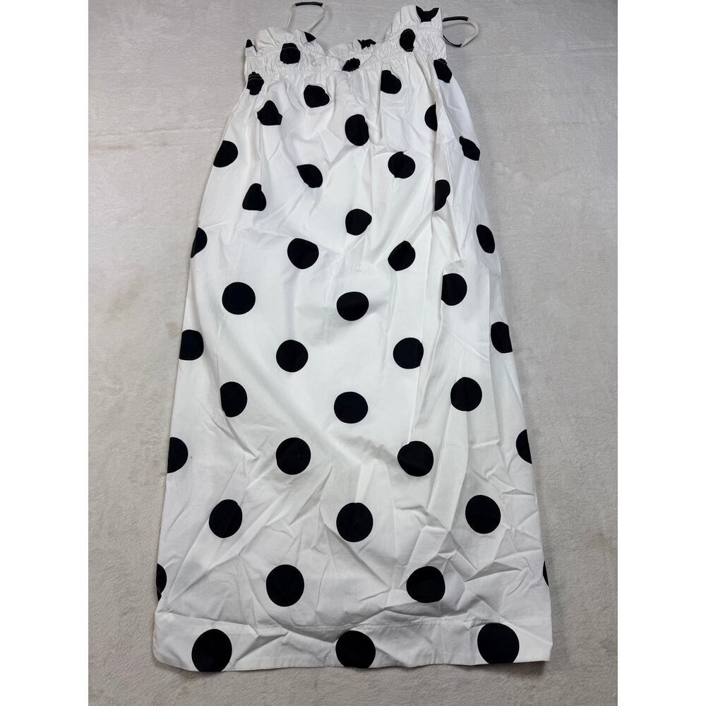 Moodie S Patio Float Polka Dot Smocked Midi Dress White Black Pockets Wedding